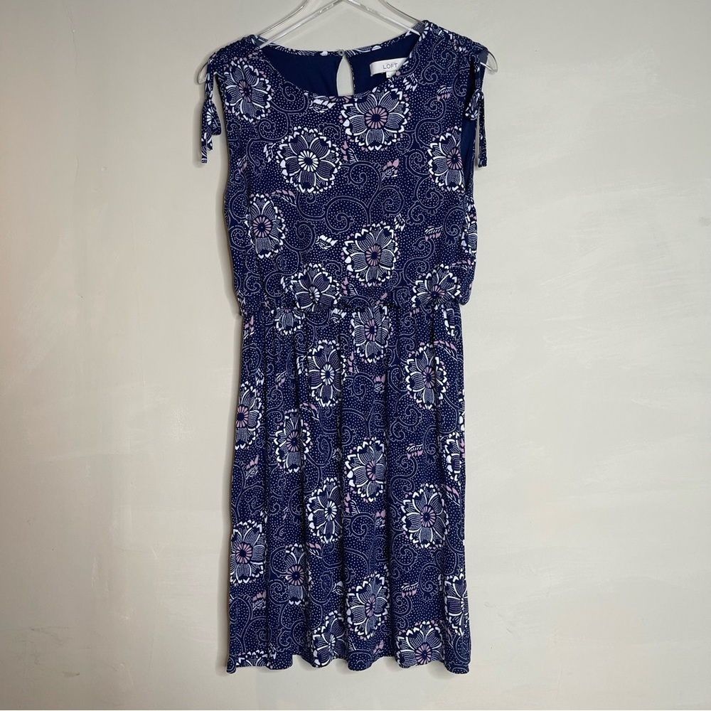 Loft navy blue with pink dress